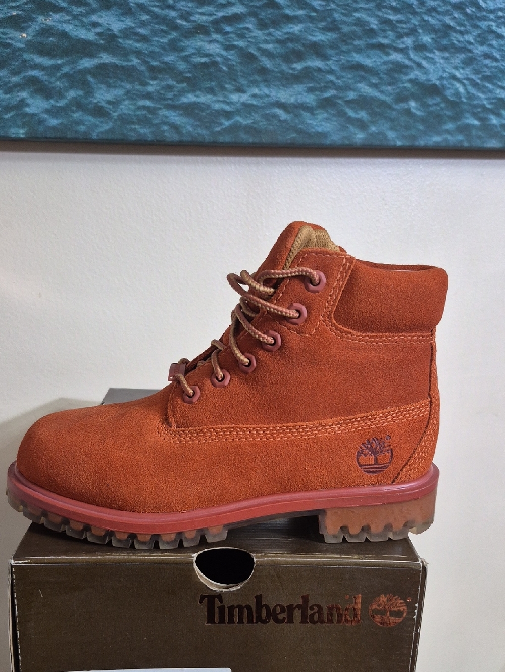 Timberland Kids Rust Orange Suede Lace-Up Boot